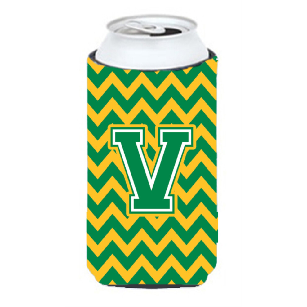 Isolant Pour Boissons, Motif Chevron Vert Et Or, Lettre V, CJ1059-VTBC-image