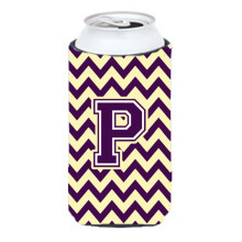 Litera P Chevron violet ?i aur nalt pentru bauturi izolatoare Hugger CJ1058-PTBC