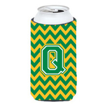 Letter Q Chevron groen en goud Tall Boy Beverage Isolator Hugger CJ1059-QTBC