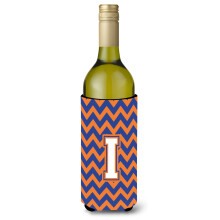 Letter I Chevron blauwe en oranje wijnfles drankisolator Hugger CJ1060-ILITERK