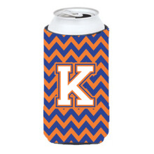 Letter K Chevron blauw en oranje Tall Boy Beverage Isolator Hugger CJ1060-KTBC