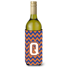 Letter Q Chevron blauwe en oranje wijnfles drankisolator Hugger CJ1060-QLITERK