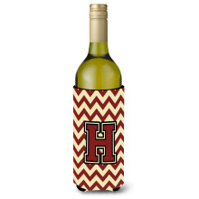 Letter H Chevron kastanjebruine en gouden wijnfles drankisolator Hugger CJ1061-HLITERK