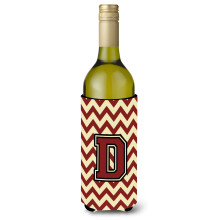 Letter D Chevron kastanjebruine en gouden wijnfles drankisolator Hugger CJ1061-DLITERK