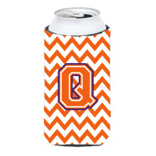 Letter Q Chevron Orange en Regalia Tall Boy Beverage Isolator Hugger CJ1062-QTBC