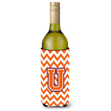Letter U Chevron Orange en Regalia Wijnfles Drankisolator Hugger CJ1062-ULITERK