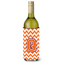 Letter Q Chevron Orange en Regalia Wijnfles Drankisolator Hugger CJ1062-QLITERK