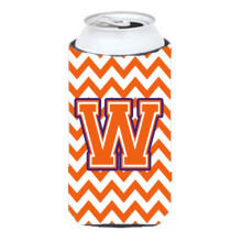 Letter W Chevron Orange en Regalia Tall Boy Beverage Isolator Hugger CJ1062-WTBC