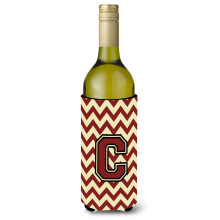 Letter C Chevron kastanjebruine en gouden wijnfles drankisolator Hugger CJ1061-CLITERK