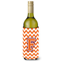 Letter F Chevron Orange en Regalia Wijnfles Drankisolator Hugger CJ1062-FLITERK