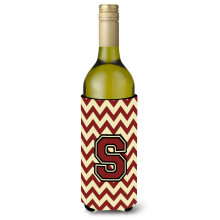 Letter S Chevron kastanjebruine en gouden wijnfles drankisolator Hugger CJ1061-SLITERK