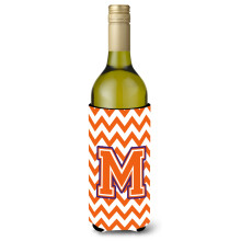 Letter M Chevron Orange en Regalia Wijnfles Drankisolator Hugger CJ1062-MLITERK