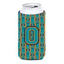 """"Letter O Voetbal Aqua Oranje en Marineblauw Tall Boy Beverage Isolator Hugger CJ1063-OTBC""""