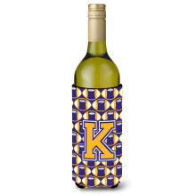 Letter K Voetbal Paars en Goud Wijnfles Drank Isolator Hugger CJ1064-KLITERK
