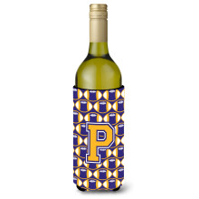 Letter P Voetbal Paars en Goud Wijnfles Drank Isolator Hugger CJ1064-PLITERK