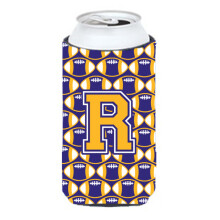 Letter R Voetbal Paars en Goud Tall Boy Beverage Isolator Hugger CJ1064-RTBC