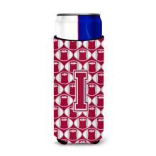 """"Letter I Football Crimson grijs en wit Ultra Beverage Insulators voor slanke blikjes CJ1065-IMUK""""