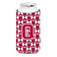 """"Letter Q Football Crimson grijs en wit Tall Boy Beverage Isolator Hugger CJ1065-QTBC""""