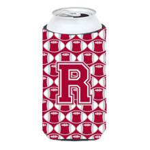 """"Letter R Football Crimson grijs en wit Tall Boy Beverage Isolator Hugger CJ1065-RTBC""""