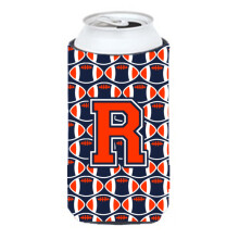 """"Letter R Voetbal Oranje Blauw en wit Tall Boy Beverage Isolator Hugger CJ1066-RTBC""""