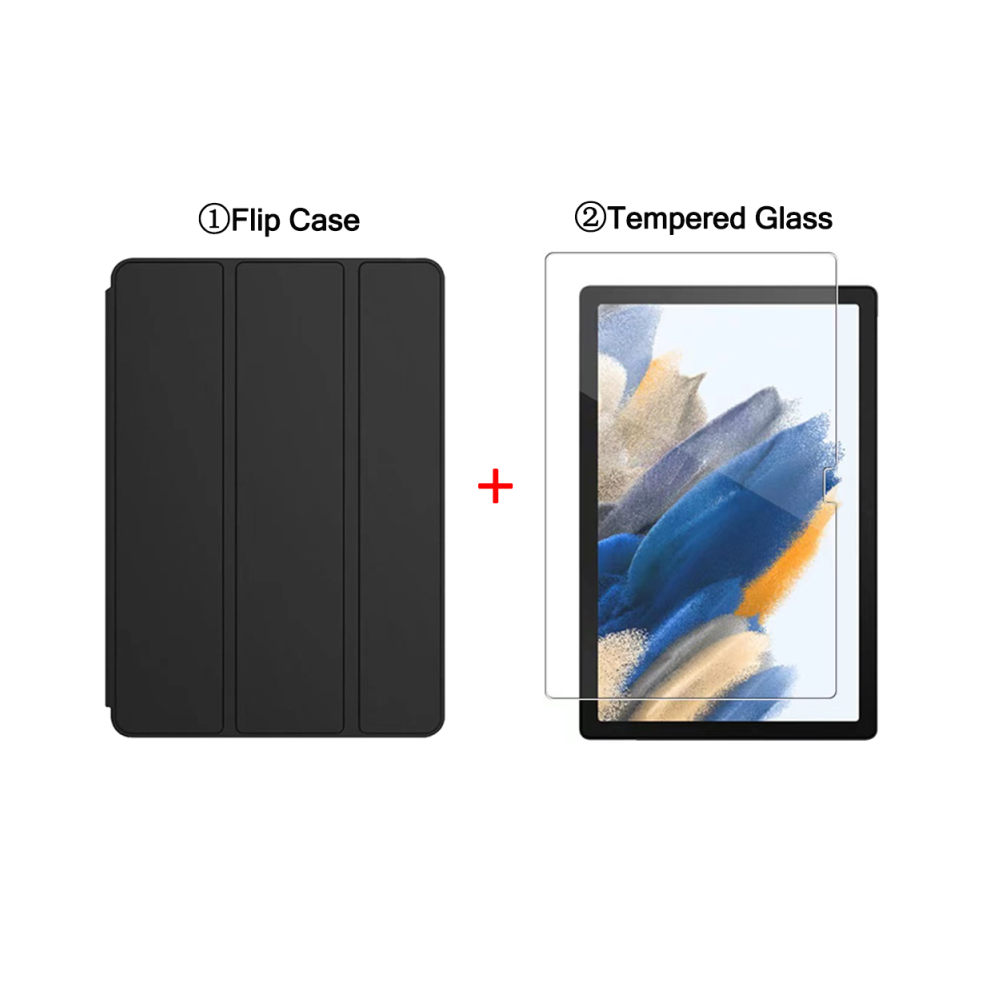 ( Case And Glass, Tab A8 2021 10.5) Tablet Stand Protection Flip For Samsung Galaxy Ta Black 976662347107