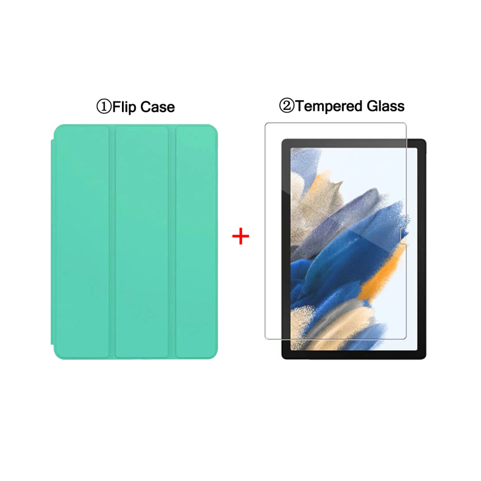 ( Case And Glass, Tab A8 2021 10.5) Tablet Stand Protection Flip For Samsung Galaxy Ta Green 976662347114