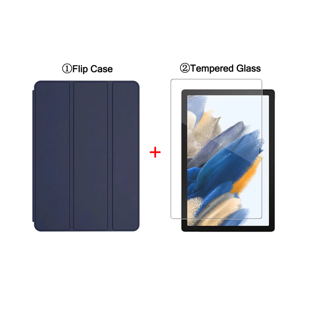 ( Case And Glass, Tab A8 2021 10.5) Tablet Stand Protection Flip For Samsung Galaxy Ta Blue 976662347121