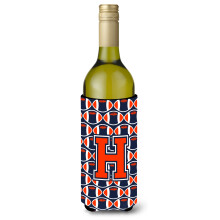 """"Letter H Voetbal Oranje Blauw en wit Wijnfles Drankisolator Hugger CJ1066-HLITERK""""