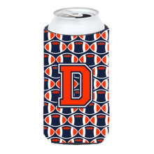 """"Letter D Voetbal Oranje Blauw en wit Tall Boy Beverage Isolator Hugger CJ1066-DTBC""""