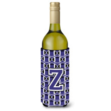 Letter Z Voetbal Paarse en Witte Wijnfles Drank Isolator Hugger CJ1068-ZLITERK