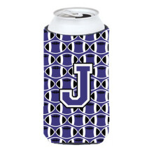 Letter J Football Purppura ja valkoinen Tall Boy juomaeriste Hugger CJ1068-JTBC