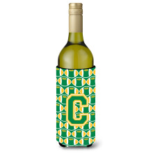 Letter C Voetbal Groen en Goud Wijnfles Drankisolator Hugger CJ1069-CLITERK