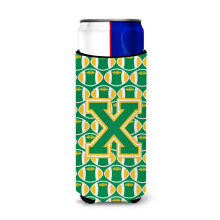 Letter X Football Green en Gold Ultra-drankisolatoren voor slanke blikjes CJ1069-XMUK