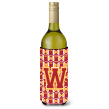 Letter W Football Cardinal en Gold Wijnfles Drankisolator Hugger CJ1070-WLITERK