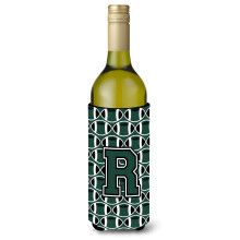 Letter R Voetbal Groene en witte wijnfles Drankisolator Hugger CJ1071-RLITERK