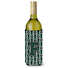 Letter F Voetbal Groene en witte wijnfles Drankisolator Hugger CJ1071-FLITERK