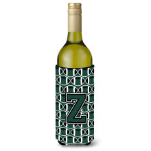 Letter Z Voetbal Groene en Witte Wijnfles Drankisolator Hugger CJ1071-ZLITERK
