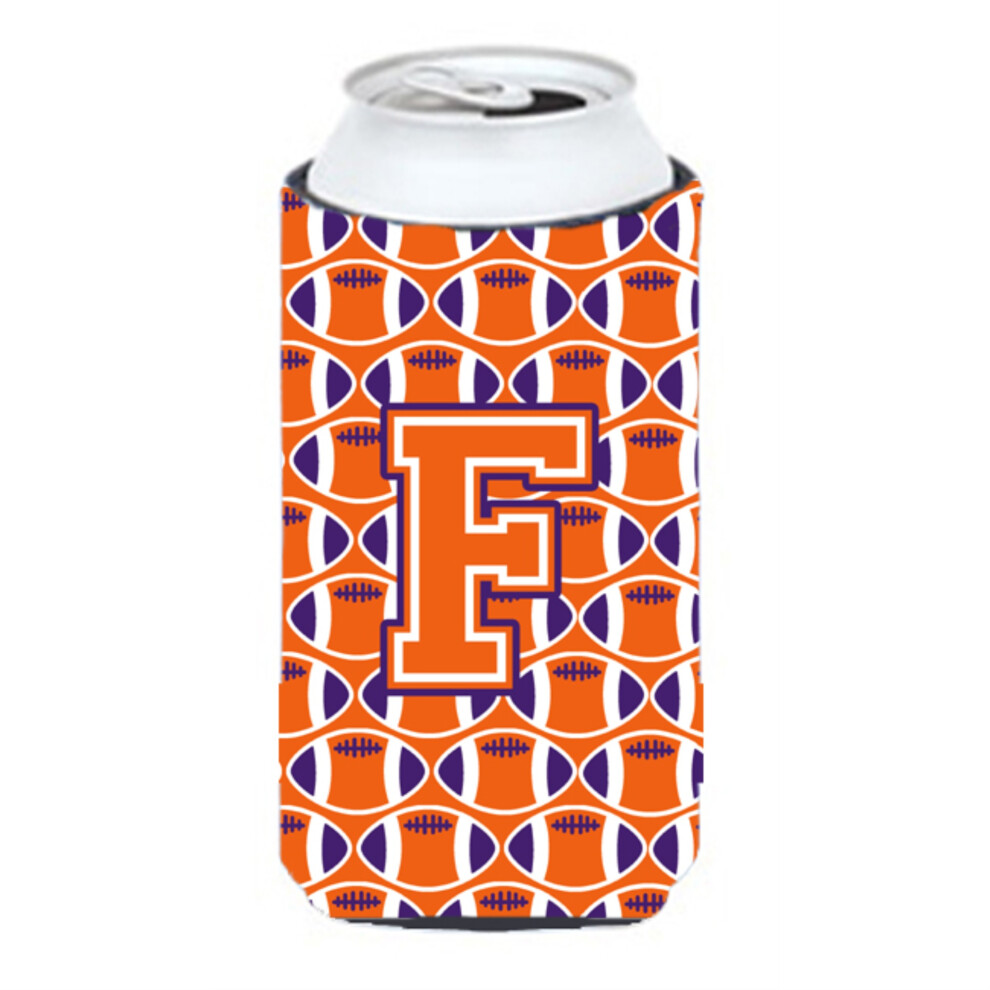 """"Lettera F Football Arancione Bianco E Regalia Tall Boy Beverage Insulator Hugger CJ1072-FTBC""""-image