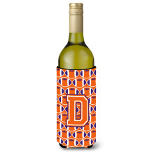 """"Letter D Voetbal Oranje Wit en Regalia Wijnfles Drankisolator Hugger CJ1072-DLITERK""""