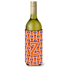 Letter Z Football Orange White and Regalia Wine Bottle Juomaeriste Hugger CJ1072-ZLITERK""""