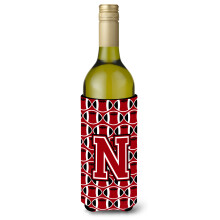 """"Letter N Voetbal Rood Zwart-wit Wijnfles Drankisolator Hugger CJ1073-NLITERK""""