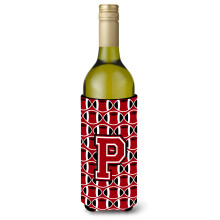 """"Letter P Voetbal Rood Zwart-wit Wijnfles Drankisolator Hugger CJ1073-PLITERK""""