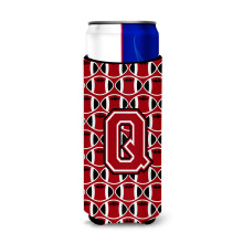 """"Letter Q Voetbal Rood Zwart en Wit Ultra Drankisolatoren voor slanke blikjes CJ1073-QMUK""""