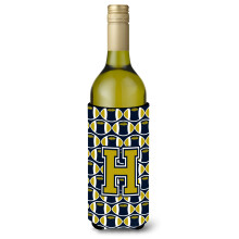 Letter H Voetbal Blauw en Goud Wijnfles Drankisolator Hugger CJ1074-HLITERK