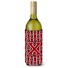 """"Letter X Voetbal Rood Zwart-wit Wijnfles Drankisolator Hugger CJ1073-XLITERK""""