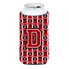 Letter D Football Red Black and White Tall Boy Beverage Insulator Hugger CJ1073-DTBC""""