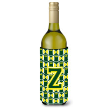 Letter Z Voetbal Groene en Gele Wijnfles Drankisolator Hugger CJ1075-ZLITERK