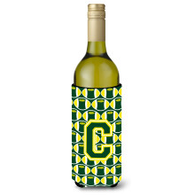 Letter C Voetbal Groene en gele wijnfles Drankisolator Hugger CJ1075-CLITERK