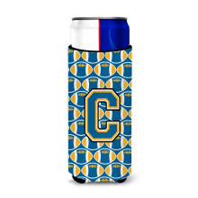 Letter C Football Blue en Gold Ultra-drankisolatoren voor slanke blikjes CJ1077-CMUK