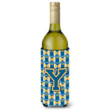 Letter Y Voetbal Blauw en Goud Wijnfles Drank Isolator Hugger CJ1077-YLITERK